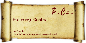 Petruny Csaba névjegykártya